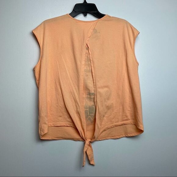 Jerry Leigh Solid Orange Chasing Dreams logo Sunset Open Back Tee Shirt size L - Picture 7 of 10